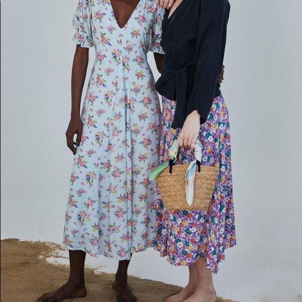 Faithfull the Brand Cuesta Midi Skirt NWT XS Floral Purple